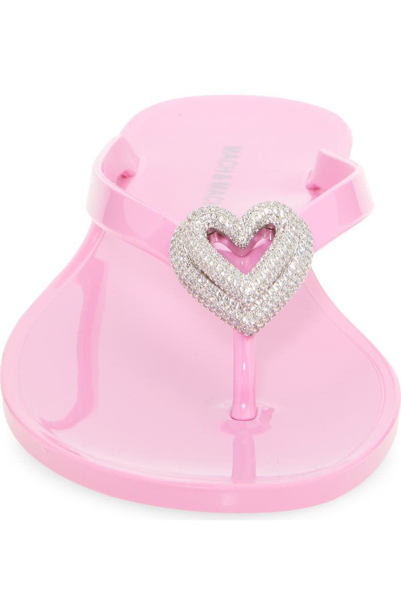 Mach & Mach Double Crystal Heart Flip Flop, Alternate, color, Pink