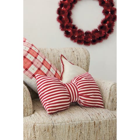 Velvet Bow Striped Lumbar Pillow