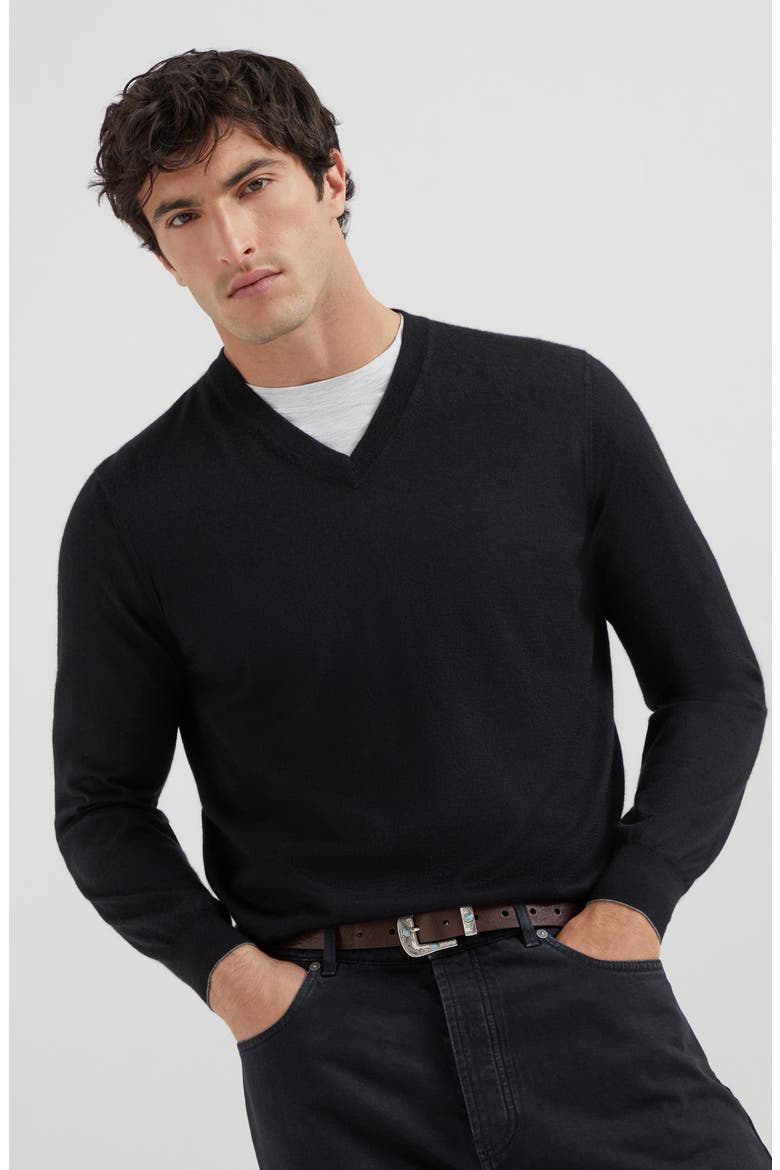 Cashmere and silk sweater, Alternate, color, Black