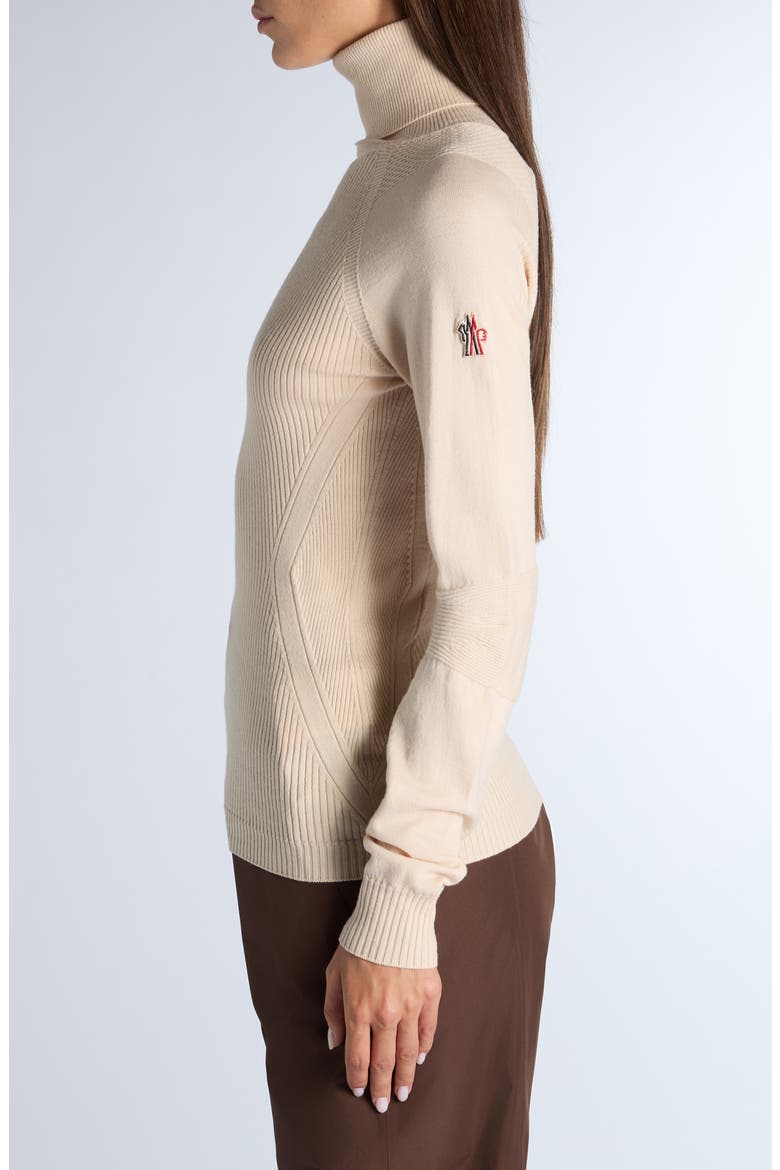 Rib Stretch Wool Turtleneck Sweater, Alternate, color, SPANISH WHITE