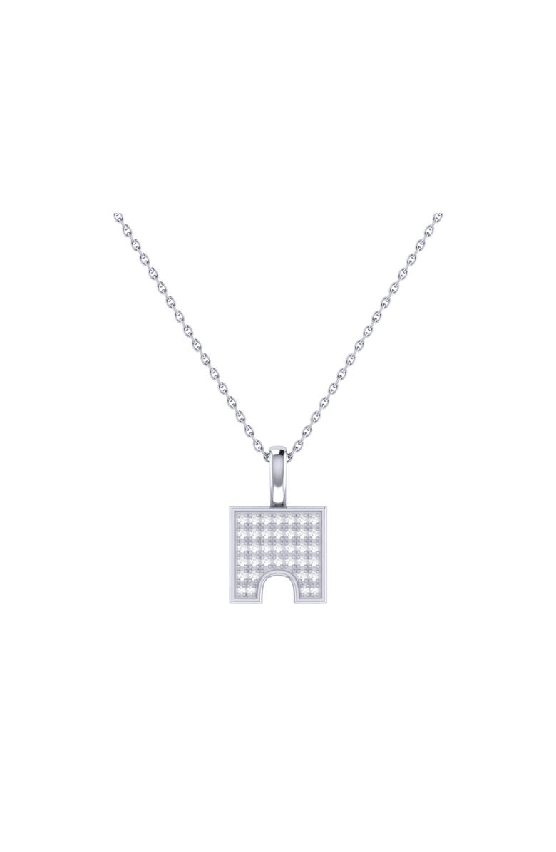 LuvMyJewelry City Arches Square Sterling Silver Diamond Chain Pendant, Main, color, Silver