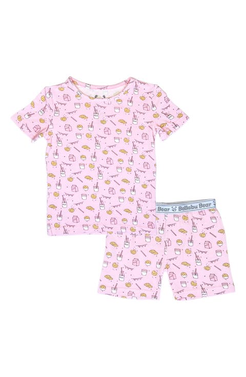 Pink Milk & Cookies Kids 2-Piece Short Sleeve & Shorts Pajama Set