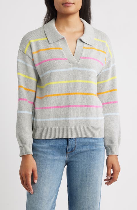 Stripe Johnny Collar Sweater