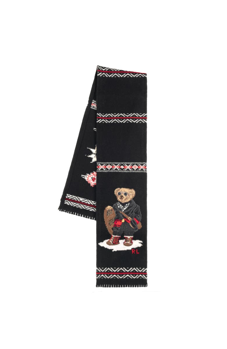Polo Ralph Lauren Holiday Bear Intarsia Scarf, Main, color, Black Multi