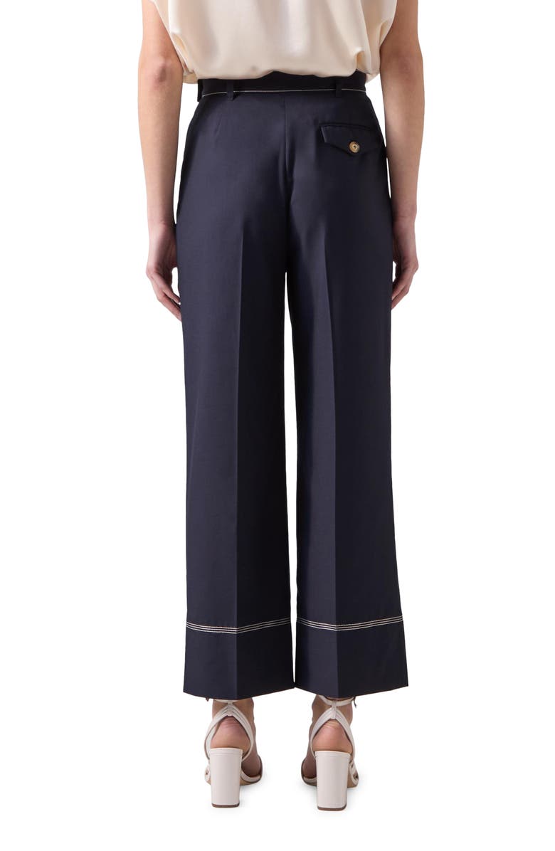 LK Bennett Sophia Contrast Topstitch Straight Leg Ankle Pants, Alternate, color, 