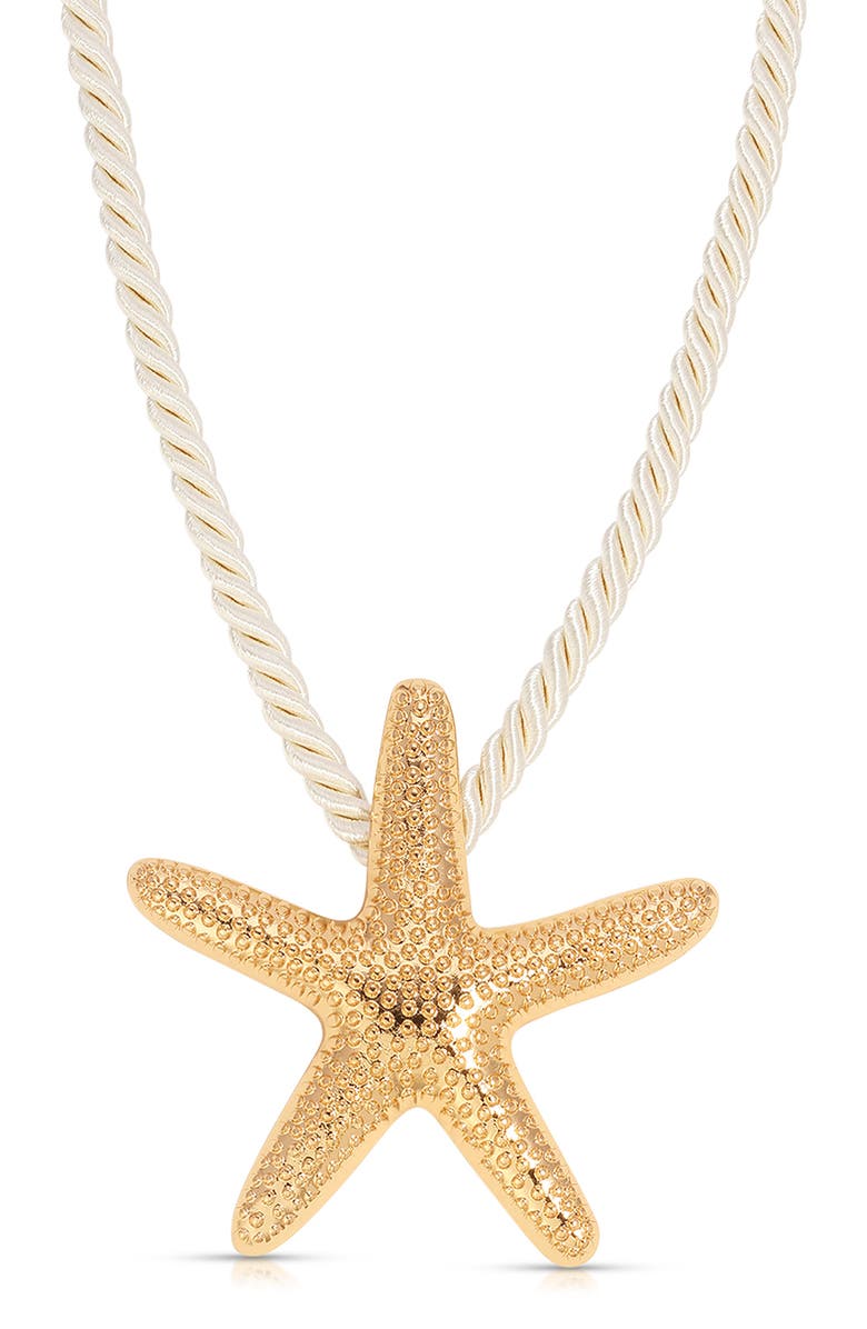 Ettika Starfish Pendant Necklace, Main, color, Beige