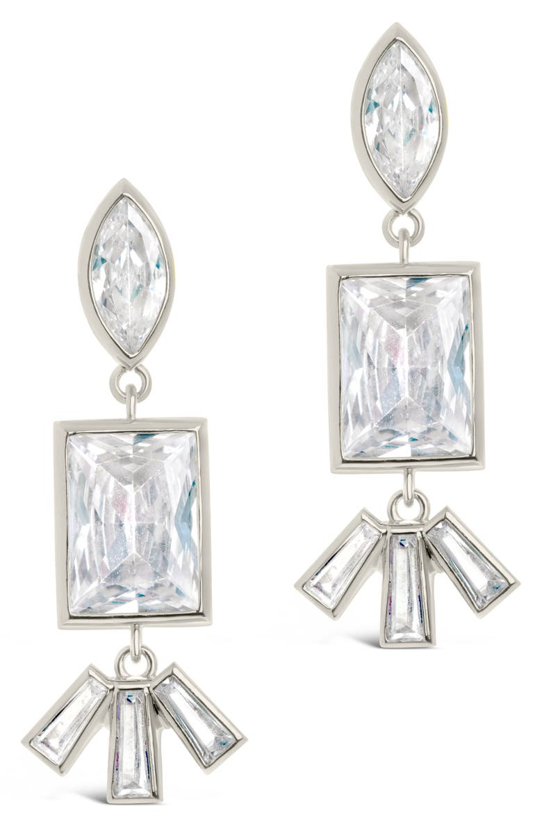 Sterling Forever Bella Cubic Zirconia Drop Earrings, Alternate, color, Silver