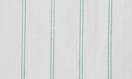 Scotch & Soda Kids' Stripe Linen & Cotton Button-up Shirt In White/bright Green/stripe