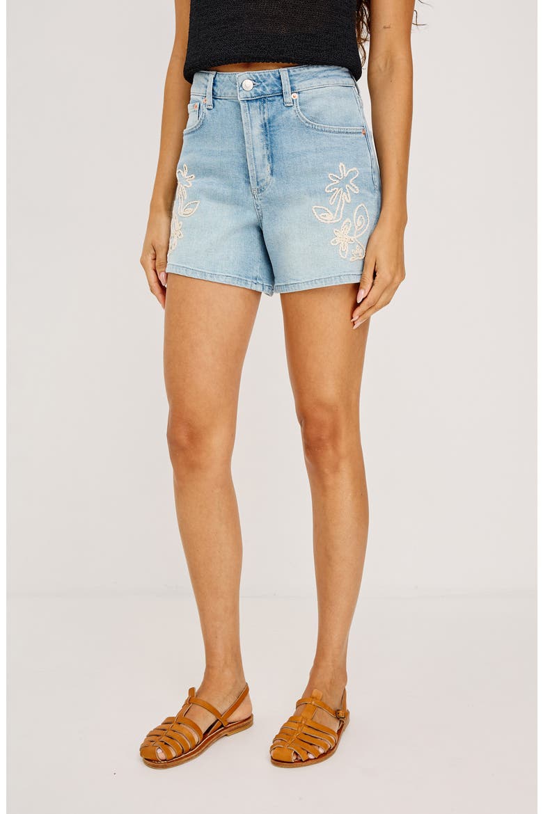 Mesa Embroidered Denim Shorts, Main, color, LELANI EMBROIDERED