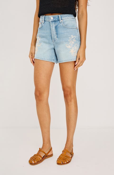 Mesa Embroidered Denim Shorts (Lelani Embroidered)