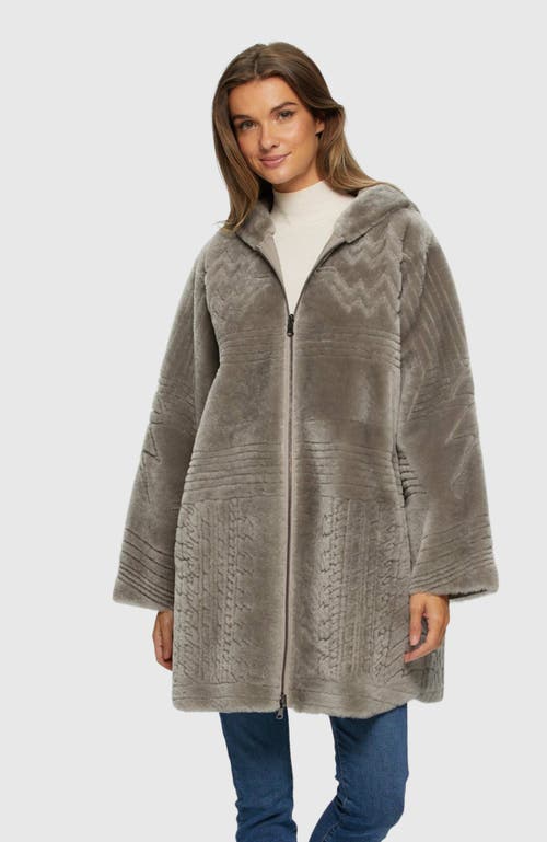 Gorski Reversible Shearling Parka With Pattern In Gray