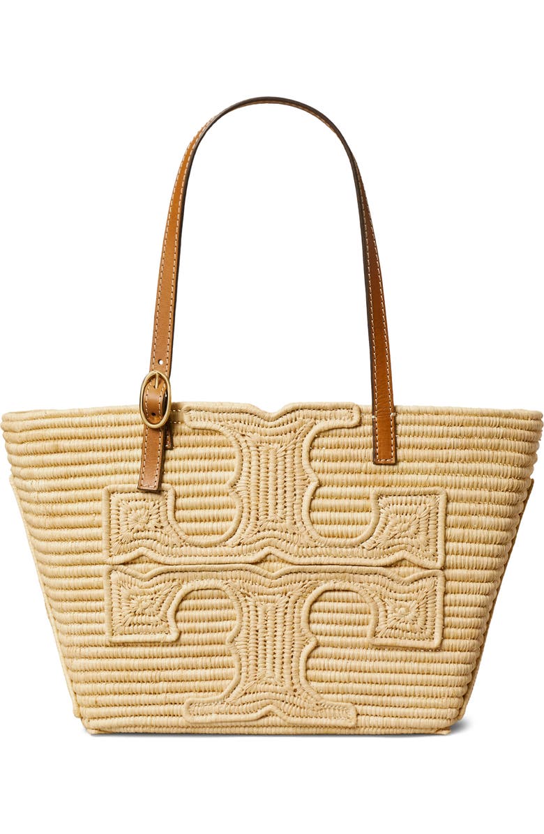 Tory Burch Ella Small Structure Straw Tote, Main, color, Natural