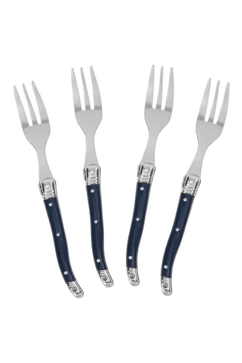 Laguiole 4-Pack Cake Forks, Alternate, color, NAVY