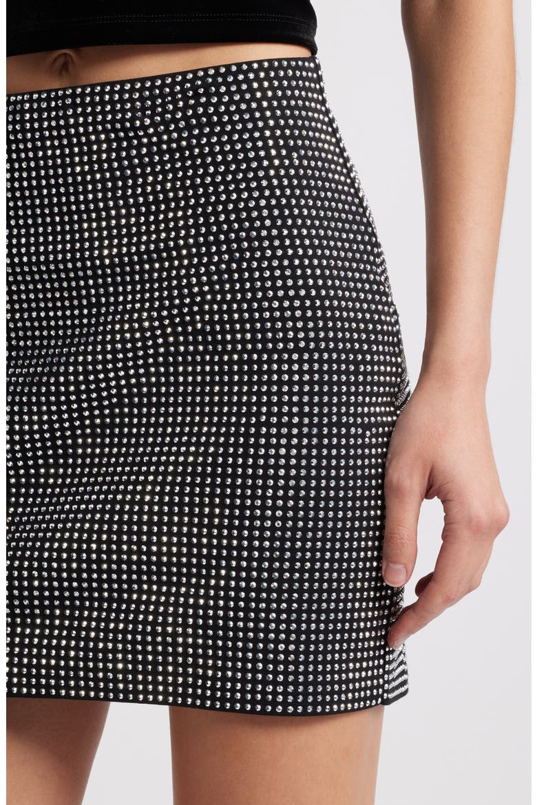 Crystal Stretch Cotton Miniskirt, Alternate, color, BLACK001