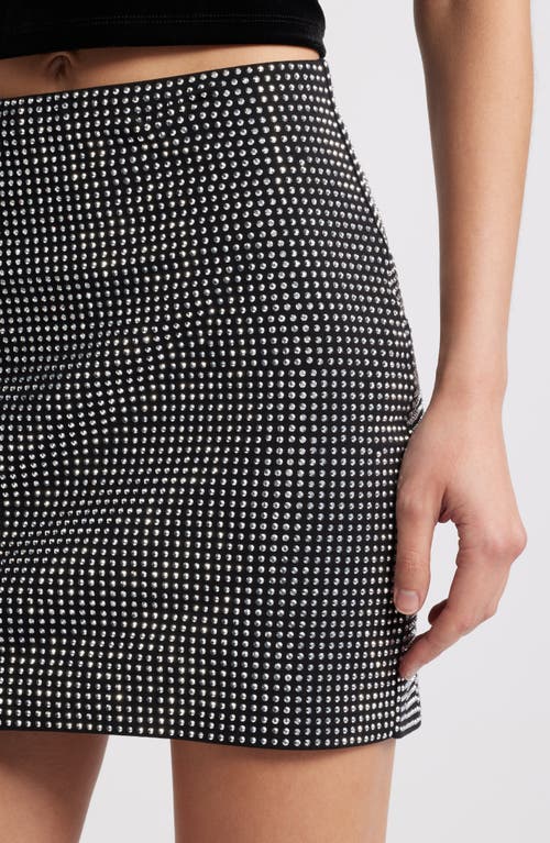 GOOD AMERICAN GOOD AMERICAN CRYSTAL STRETCH COTTON MINISKIRT
