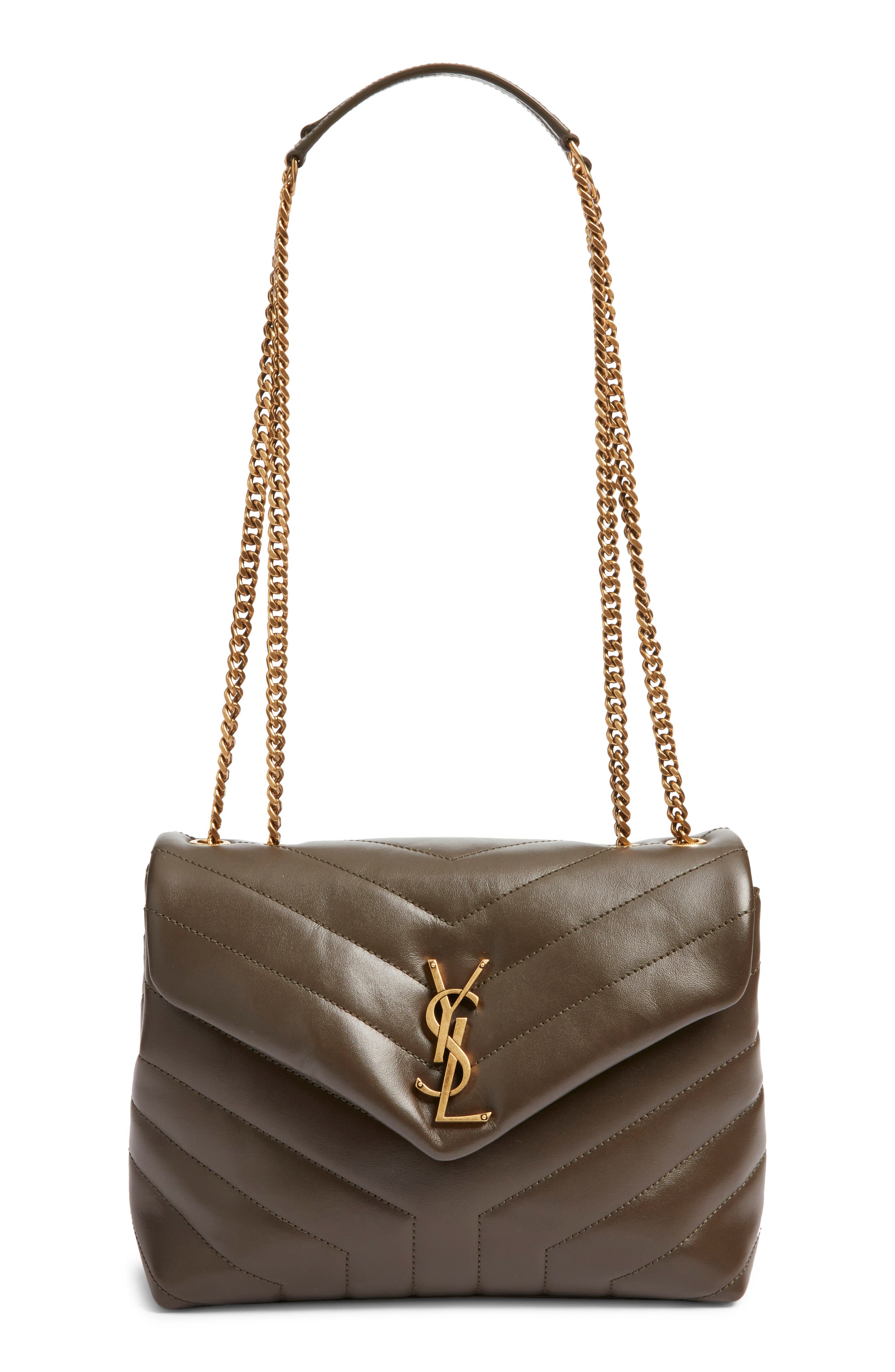 Saint Laurent Small Loulou Chain Leather Shoulder Bag, Main, color, Light Musk