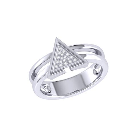 On Point Triangle Sterling Silver Diamond Ring