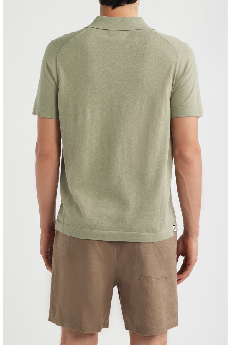Ryan 6311 Cotton & Linen Johnny Collar Polo, Alternate, color, SAGE GREEN