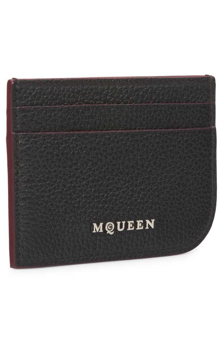 McQueen Sling Card Case, Alternate, color, 1000 Black/ Silver