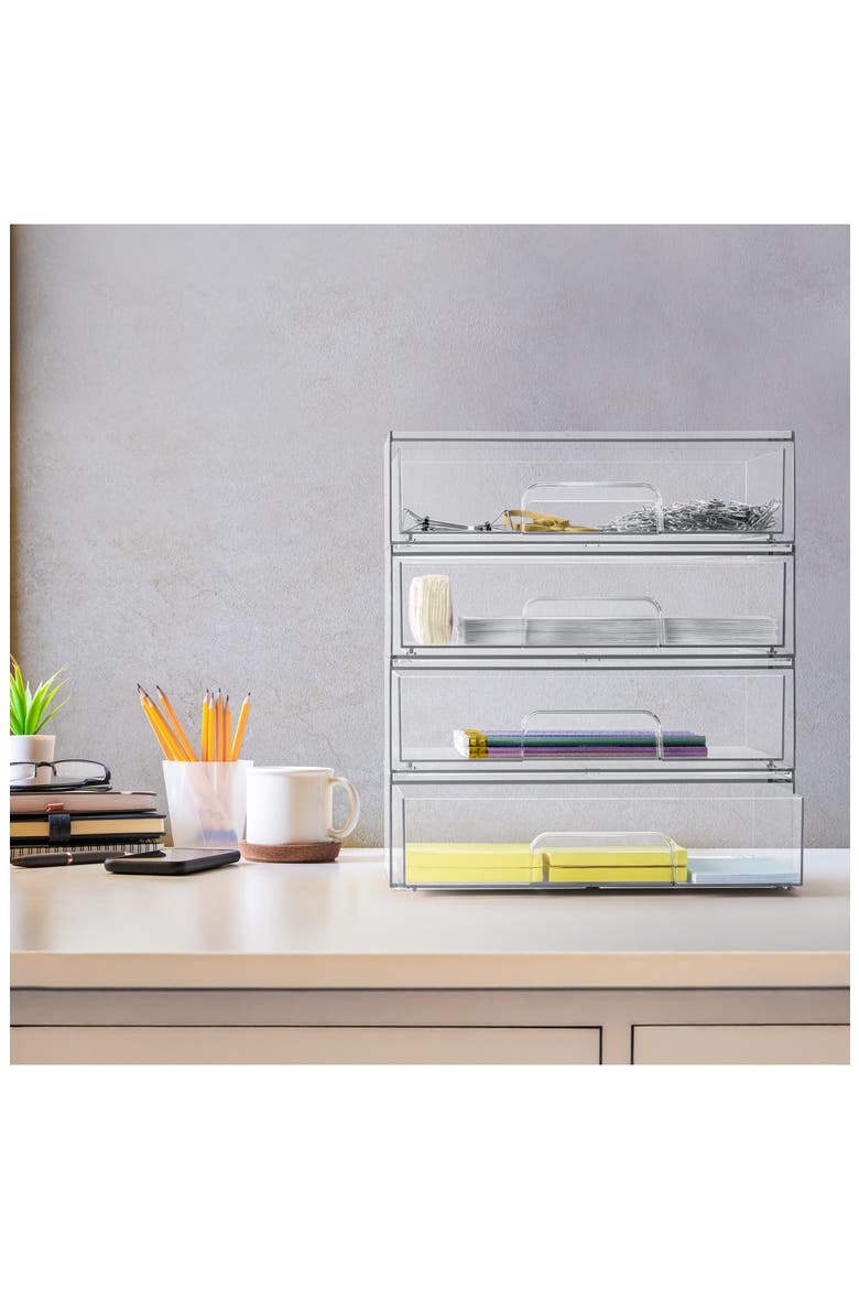 Set of 4 Stackable Organizer Drawers, Alternate, color, NO COLOR