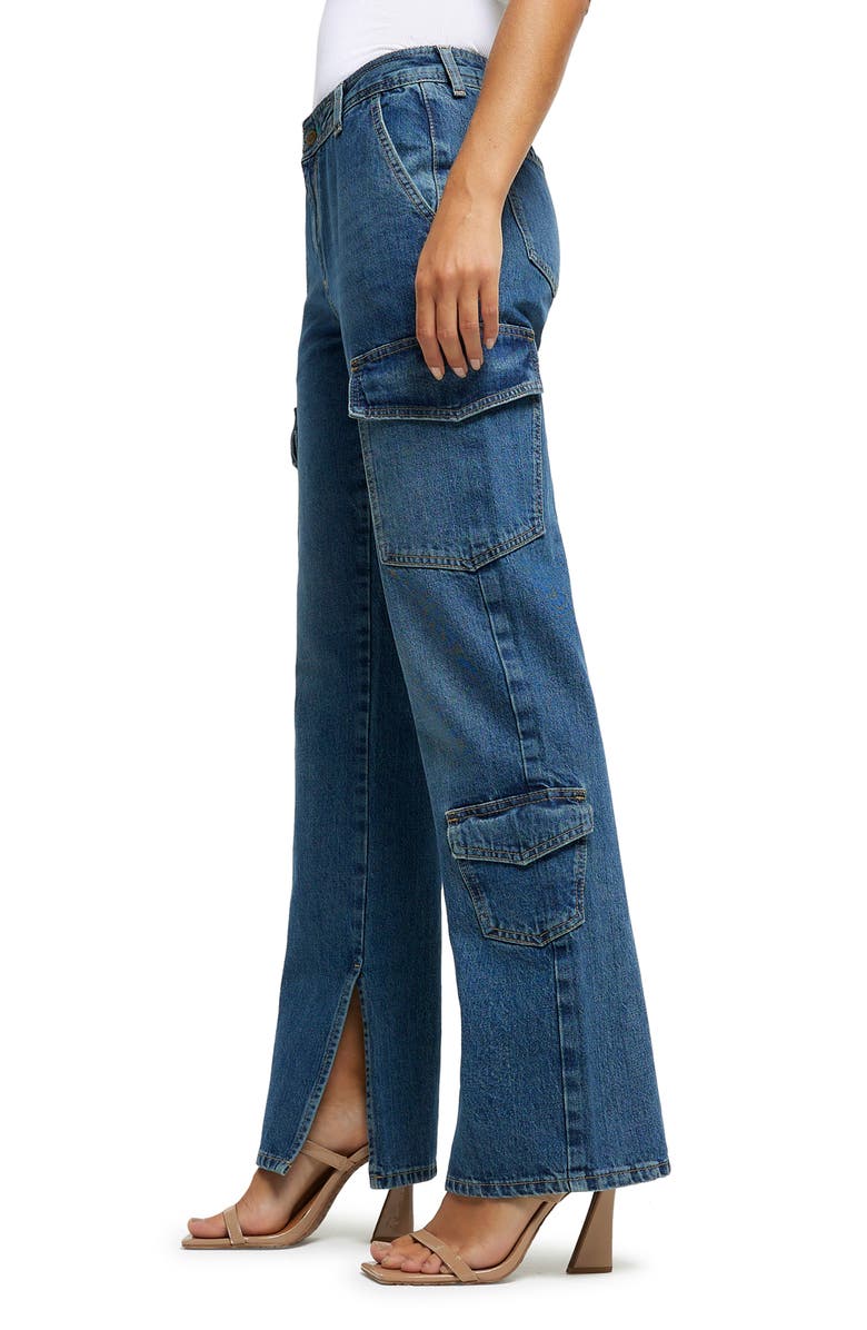 River Island Mason Wide Leg Cargo Jeans, Alternate, color, 