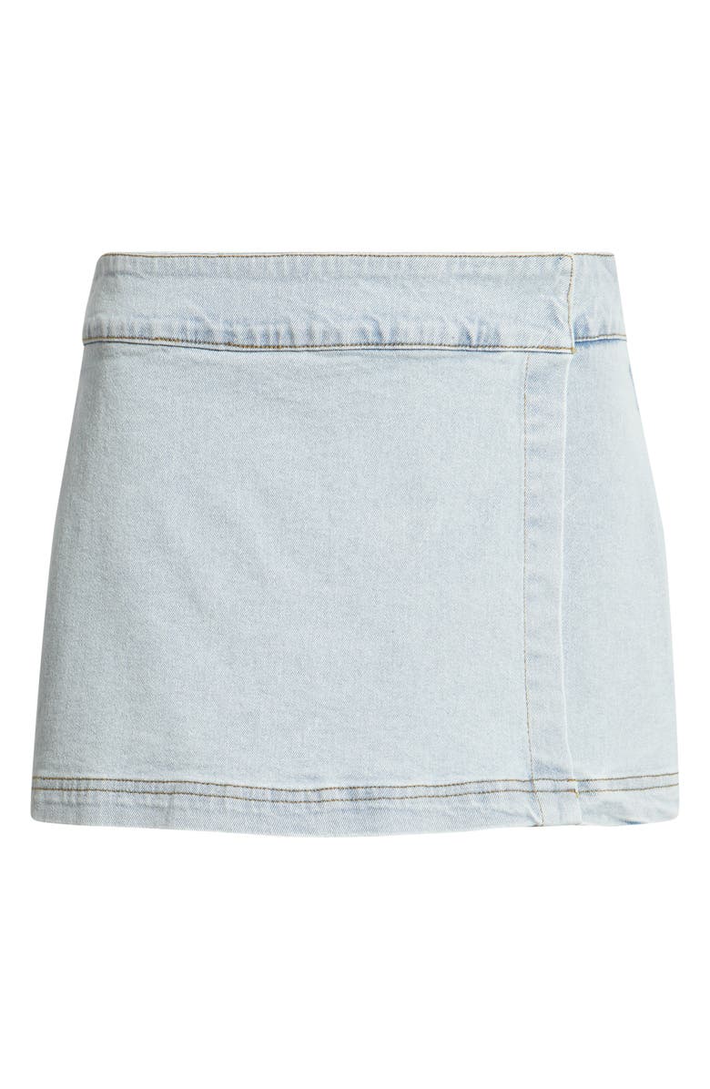 BP. Low Rise Wrap Denim Skirt, Main, color, Light Wash