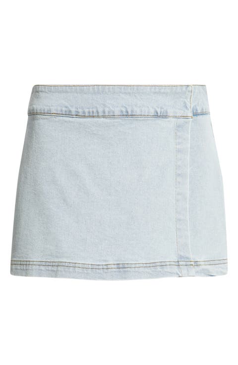 Low Rise Wrap Denim Skirt