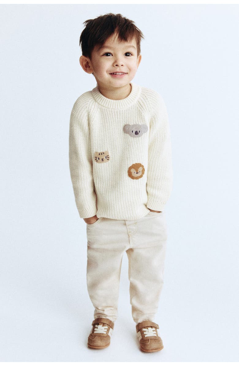 H&M Motif-detail Jumper, Main, color, Cream/Animals