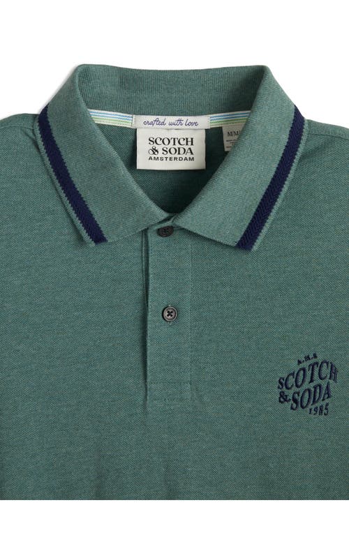 Scotch & Soda Embroidered Logo Piqué Polo In Green