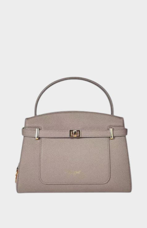 Manhattan Genuine Pebble Leather Top Handle Bag
