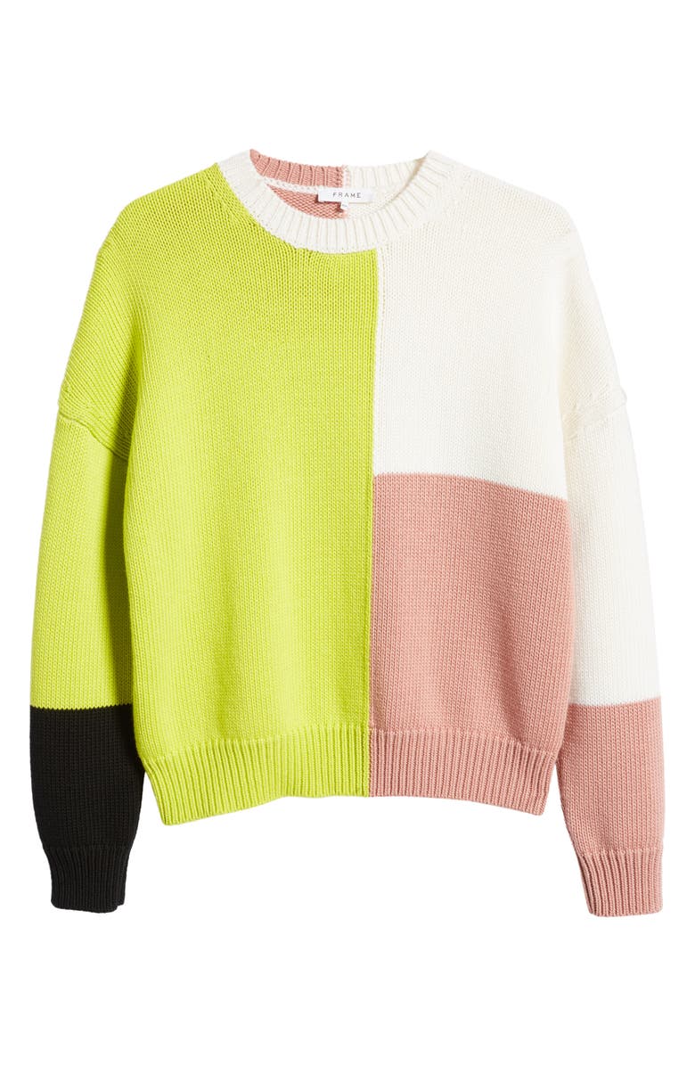 FRAME Gender Inclusive Colorblock Merino Wool Sweater, Alternate, color, 