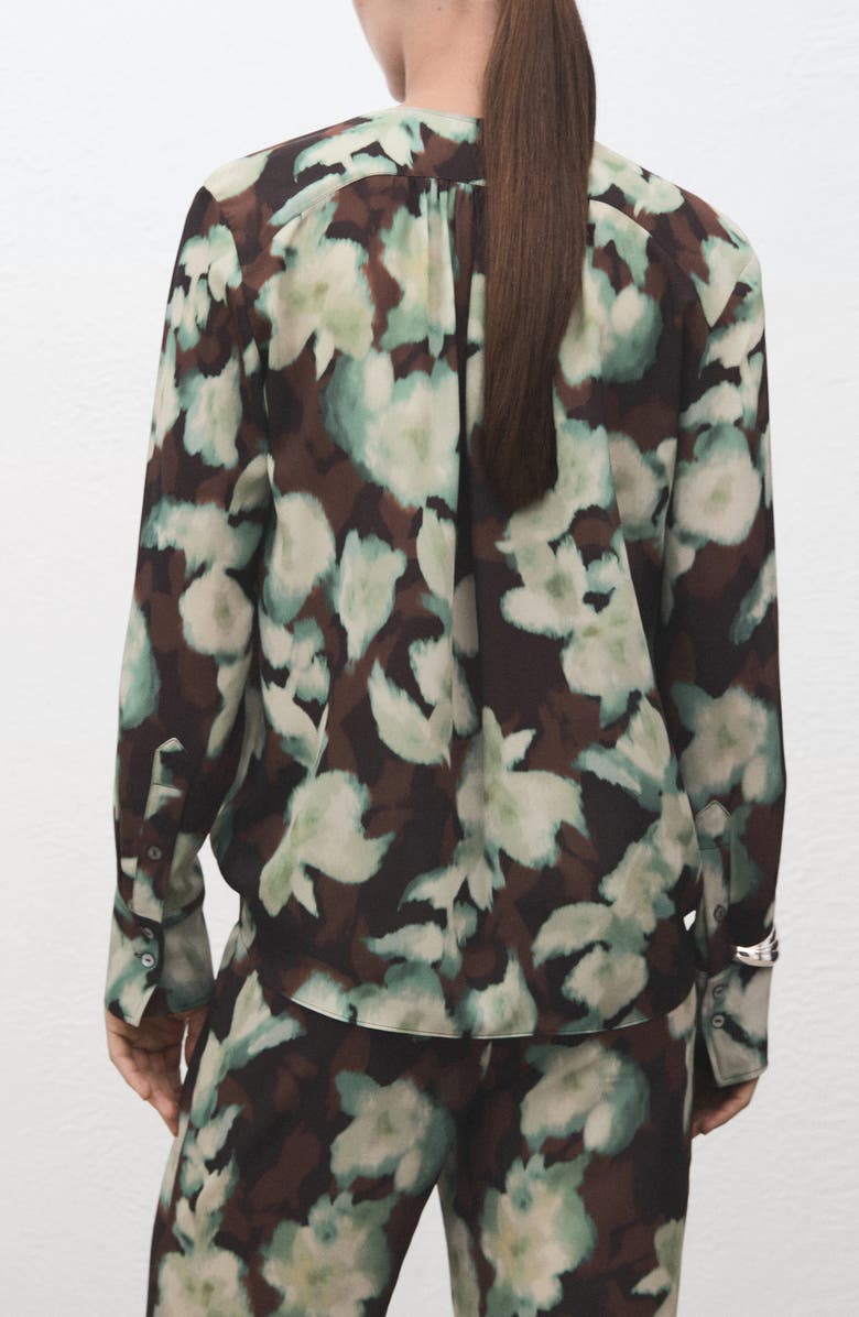 MANGO Floral Shirred Yoke Top, Alternate, color, Green