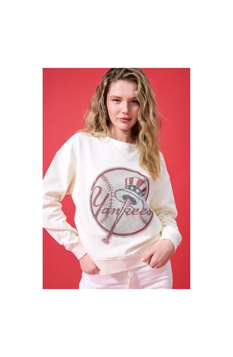 Terez Women's Terez Cream New York Yankees Oversized Gemstone Logo Sweatshirt, Main, color, Cream