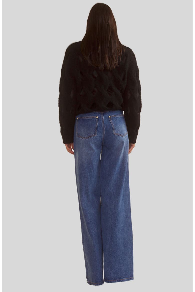OPEN KNIT SWEATER, Alternate, color, Black