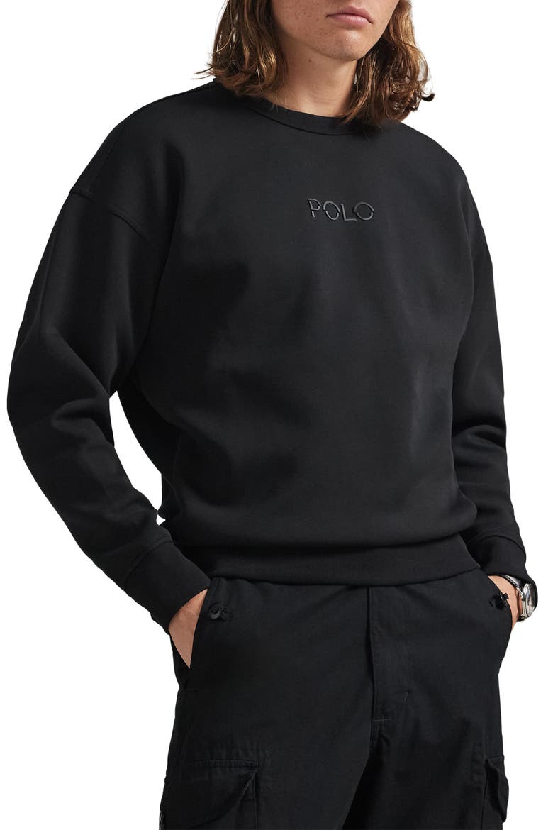 Double Knit Logo Sweatshirt, Main, color, POLO BLACK