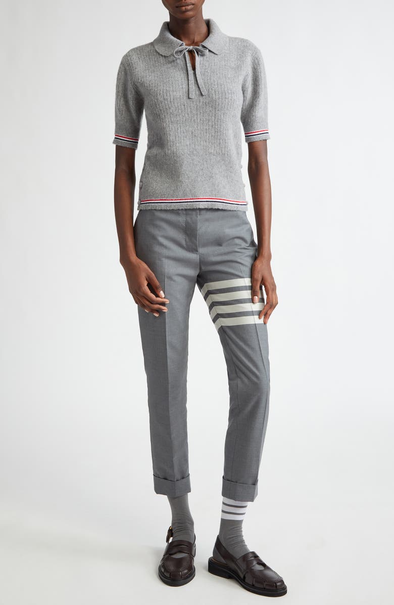 Thom Browne Tricolor Trim Wool Blend Polo Sweater, Alternate, color, 