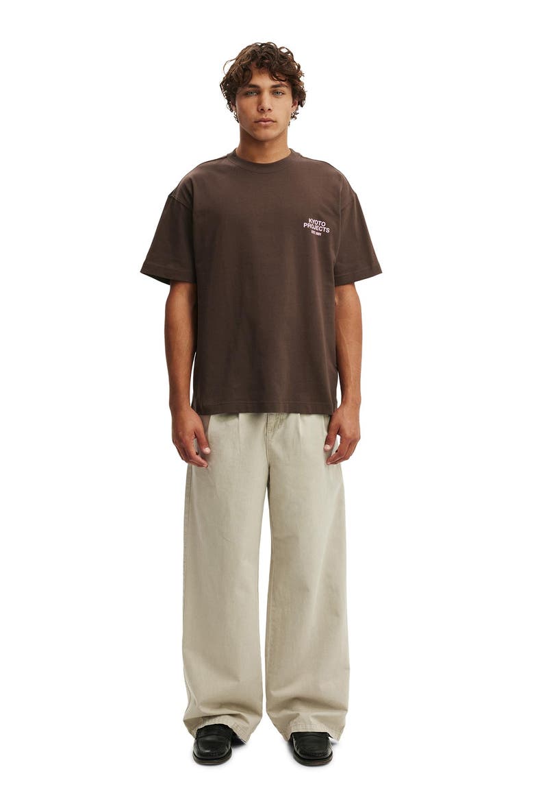 Box Fit Text T-Shirt, Alternate, color, Washed Chocolate Kyoto