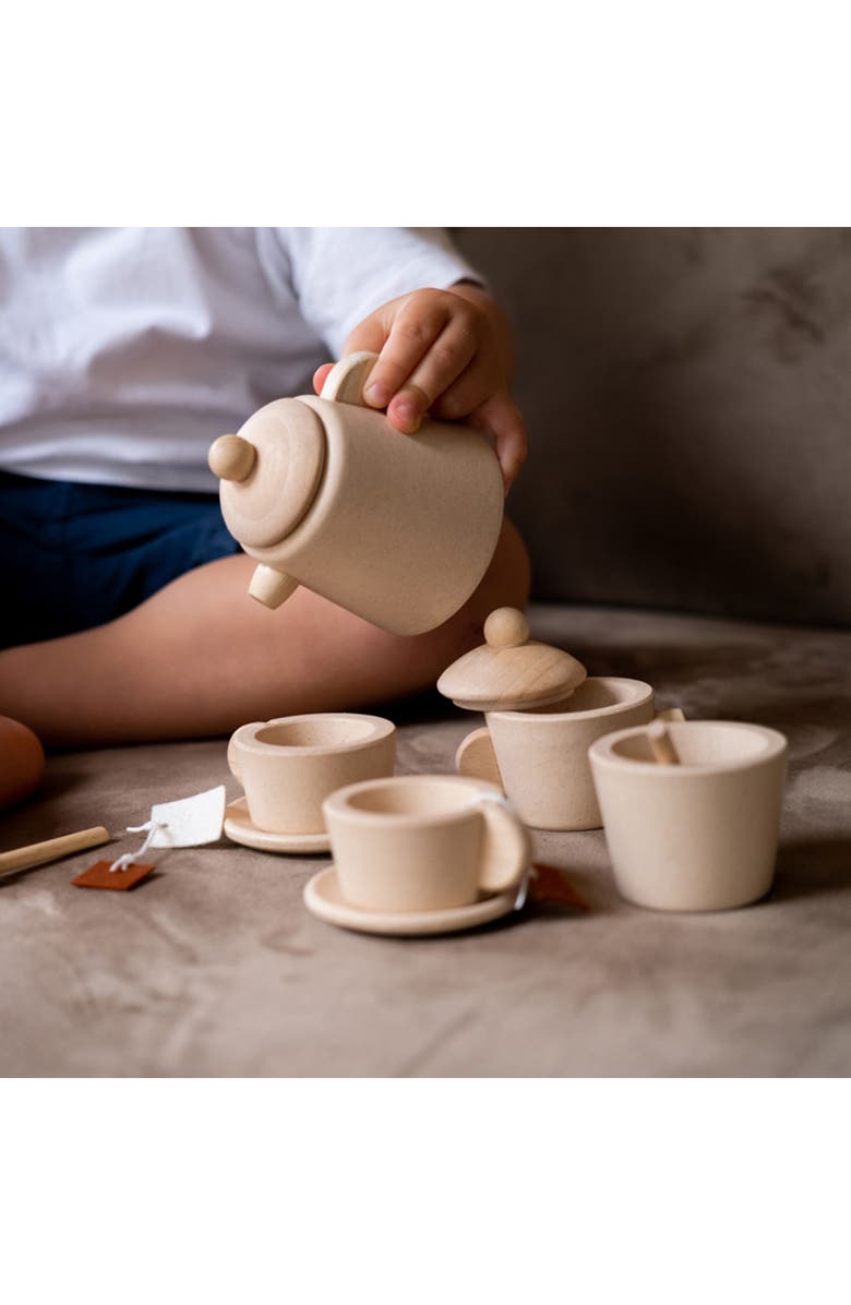 PlanToys<sup>®</sup> Wooden Tea Set, Alternate, color, Natural