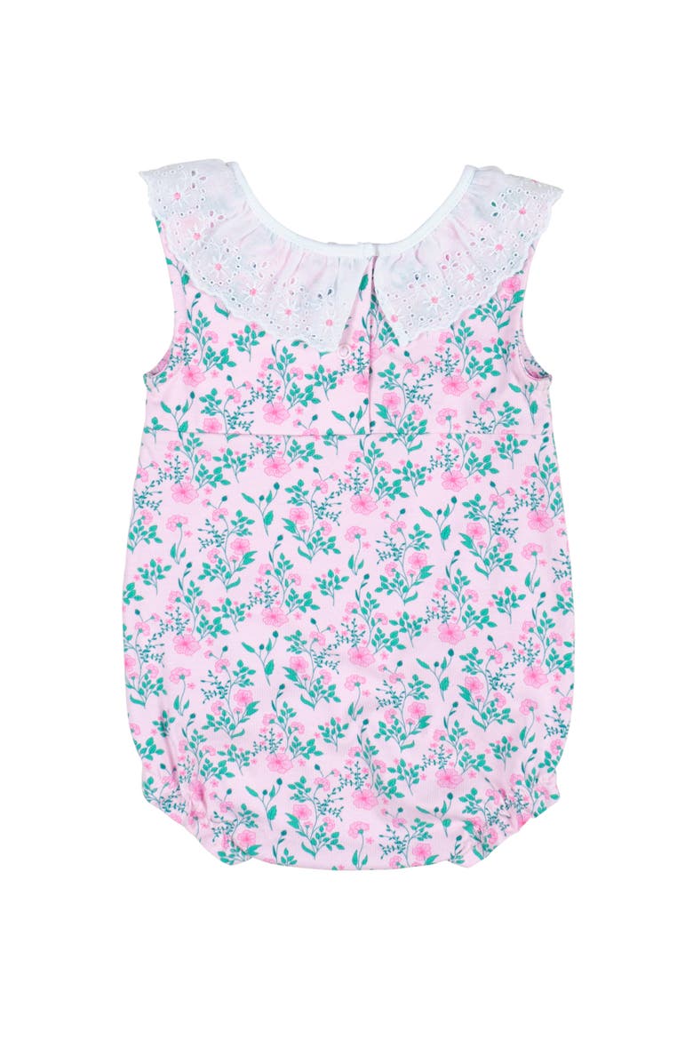 Floral Print Romper with Eyelet Collar, Alternate, color, Pink