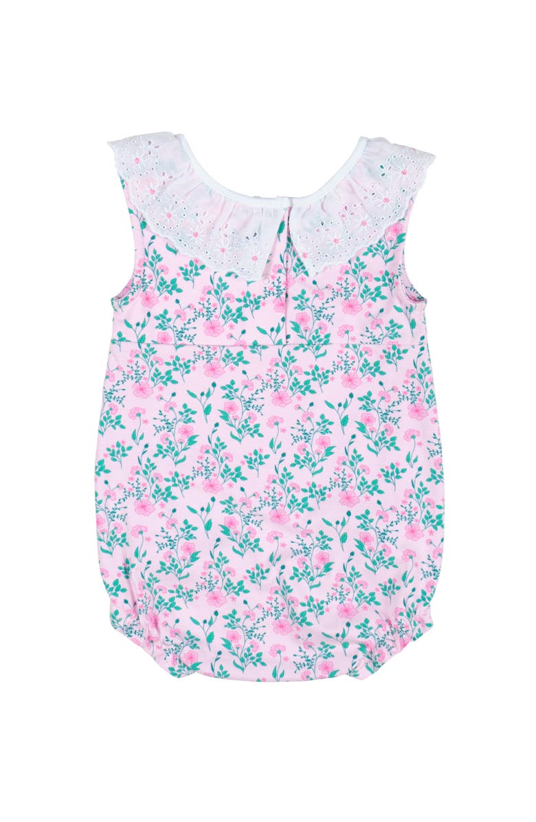 Florence Eiseman Floral Print Romper with Eyelet Collar, Alternate, color, Pink