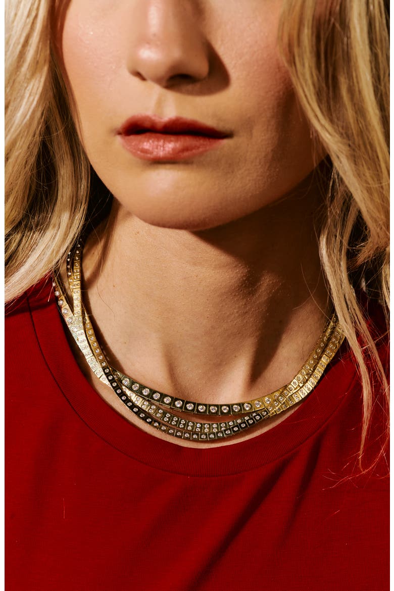 Leggo Double Diamond Tennis Necklace, Alternate, color, GOLD