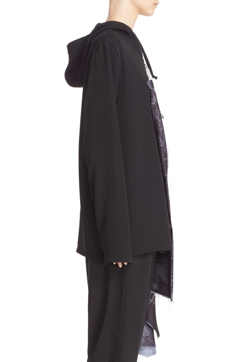 Koché Lace Print Hooded Blouse, Alternate, color, 