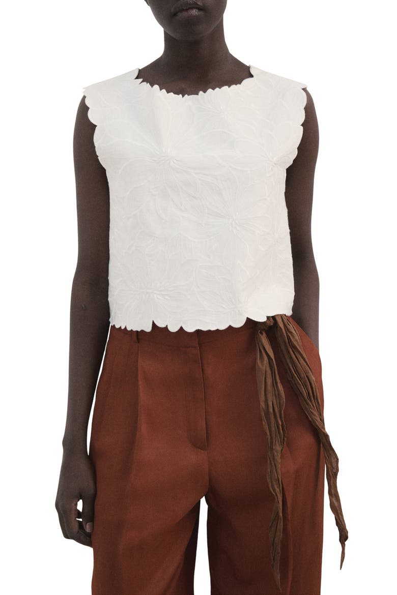 Floral Embroidered Cotton Blend Top, Main, color, OFF WHITE