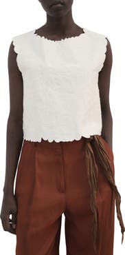 MANGO Floral Embroidered Cotton Blend Top