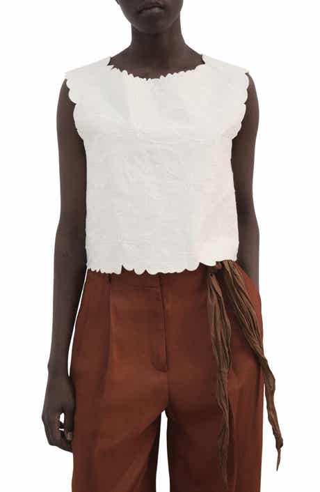 Floral Embroidered Cotton Blend Top