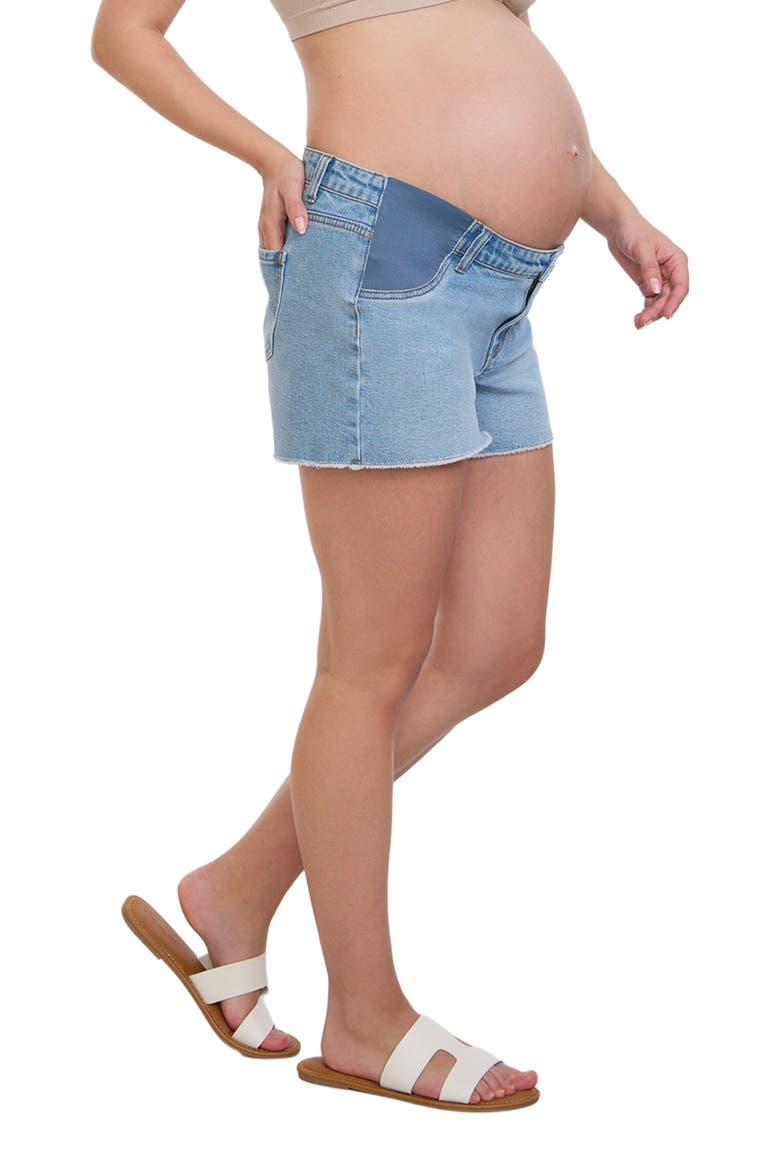 Under the Belly  Cut Off Denim Maternity Short, Alternate, color, Light Wash