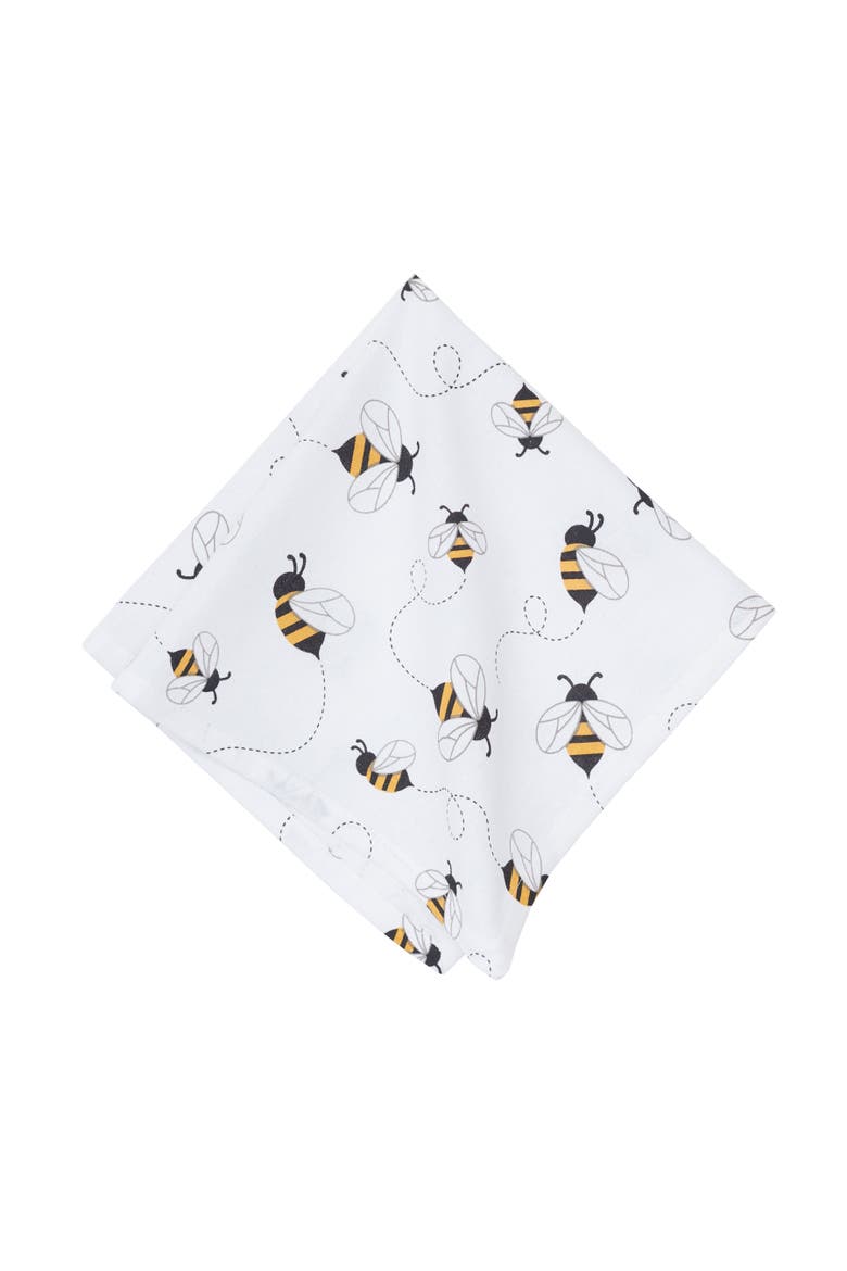 Honey Bee Cloth Napkin, Set of 6, Main, color, White