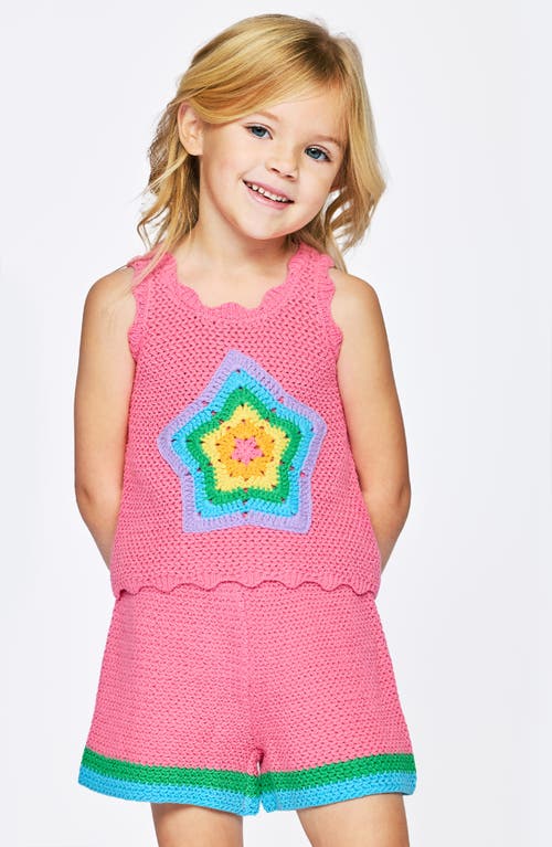 Sara Sara Kids' Woven Star Tank & Shorts Set In Pink Multi