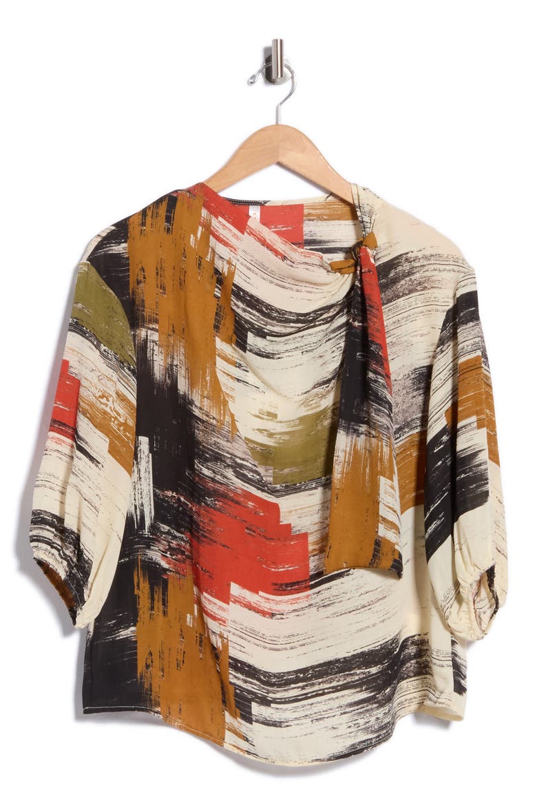 Scarf Neck Top, Alternate, color, TAUPE