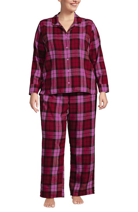 Flannel 2 Piece Pajama Set - Long Sleeve Shirt and Pants